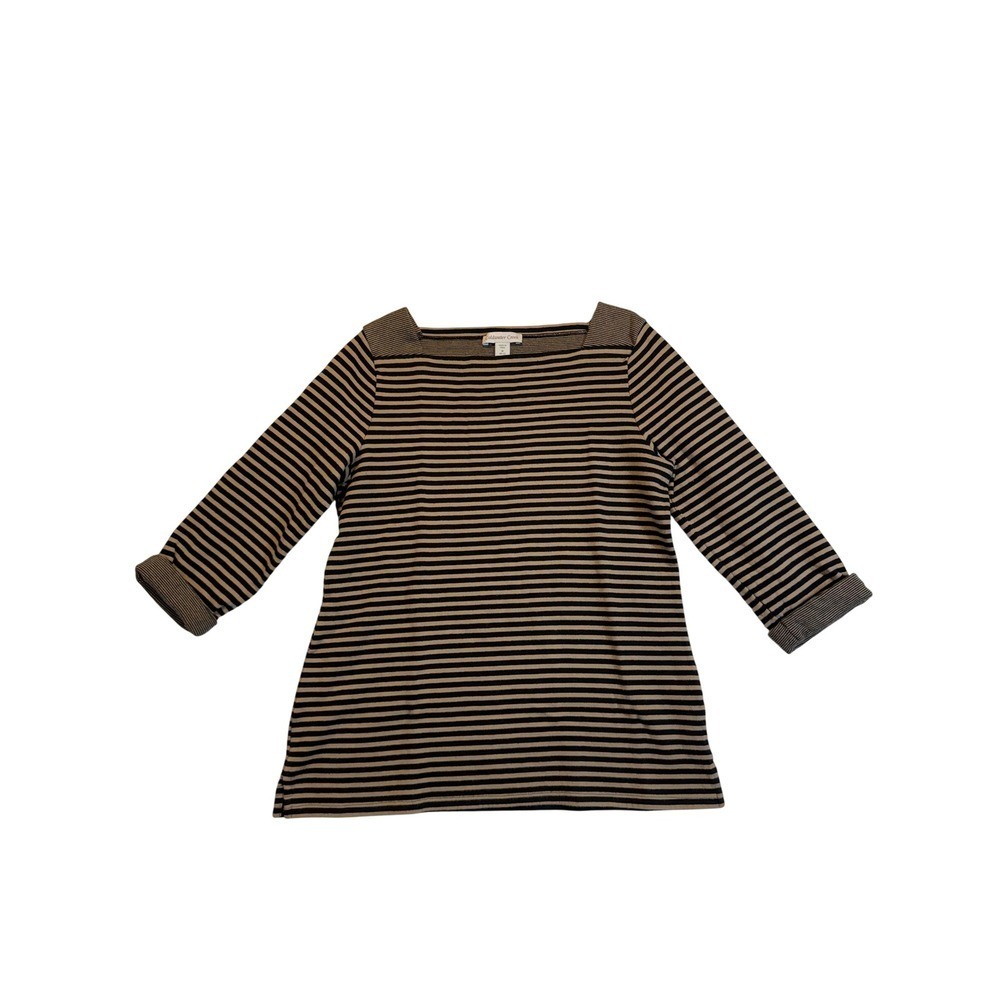 Coldwater Creek Striped Square Neck 3/4 Sleeve Top Women's Size M